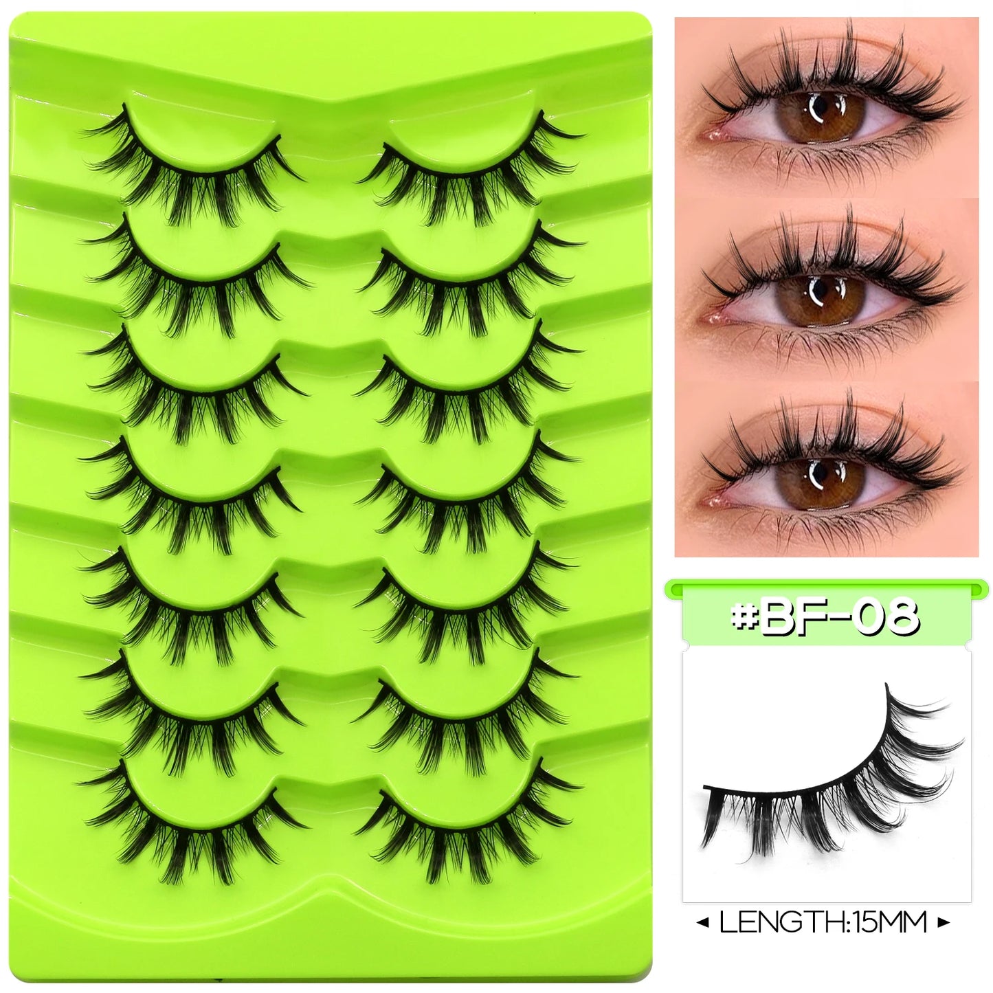 GROINNEYA Manga Lashes Eyes Lashes Soft Natural Long Eyelashes False Eyelashes Anime Wispy Strip Fake Lashes Makeup - Glowing Love