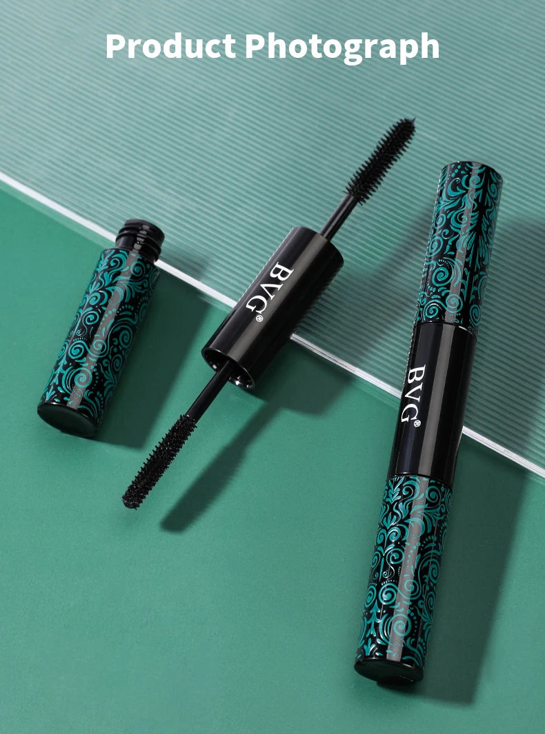 Double-ended mascara with ultra-fine brush head, full of curling, waterproof, anti-fouling, no makeup, curling eyelash makeup to