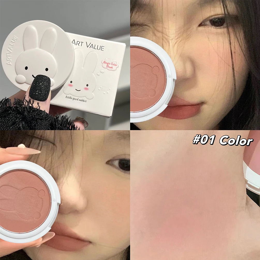 Single Color Blush Palette Waterproof Matte Peach Rouge Orange Red Face Blush Cheek Tint Brighten Contour Female Makeup Cosmetic