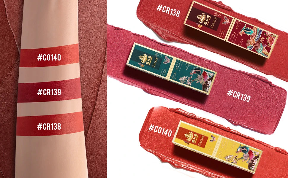 CATKIN Summer Palace Lipsticks Semi-Matte Lipstick Long Lasting for 24H，Lightweight Soft and Ultra Hydrating Lipsticks - Glowing Love