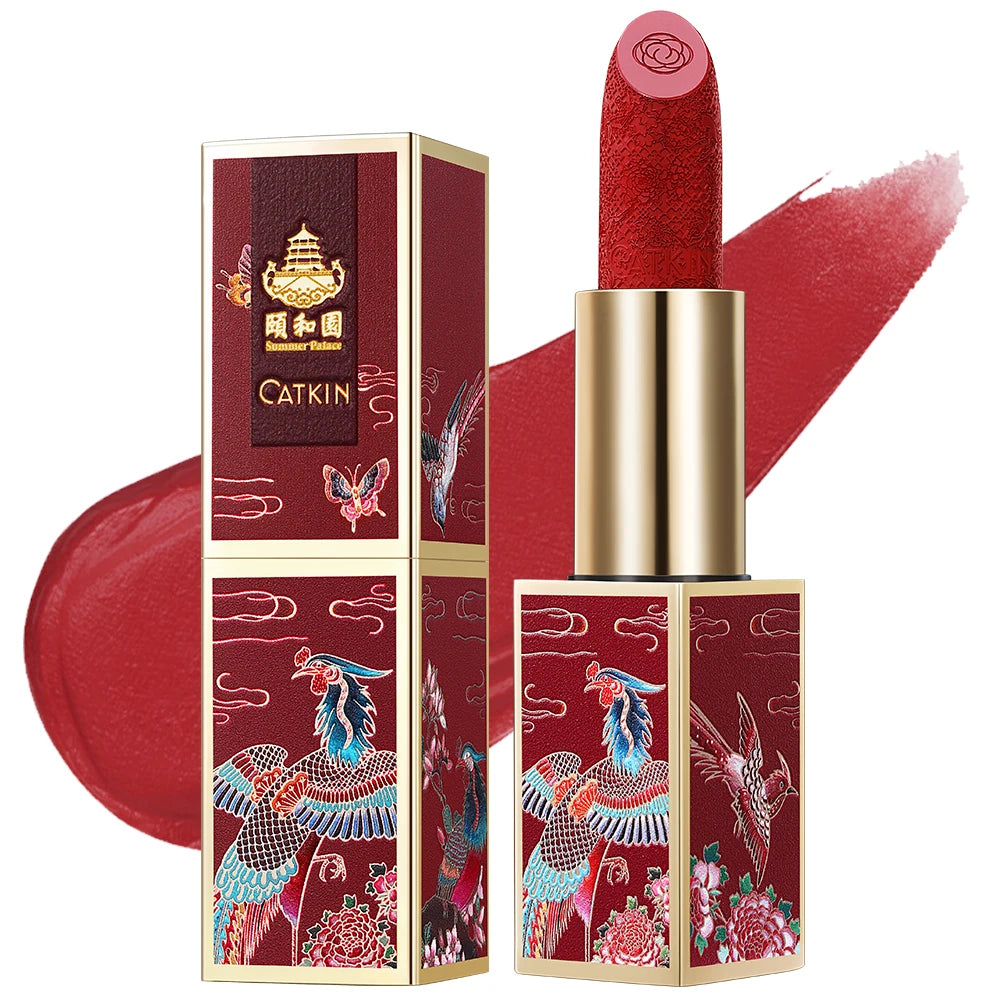 CATKIN Summer Palace Lipsticks Semi-Matte Lipstick Long Lasting for 24H，Lightweight Soft and Ultra Hydrating Lipsticks - Glowing Love