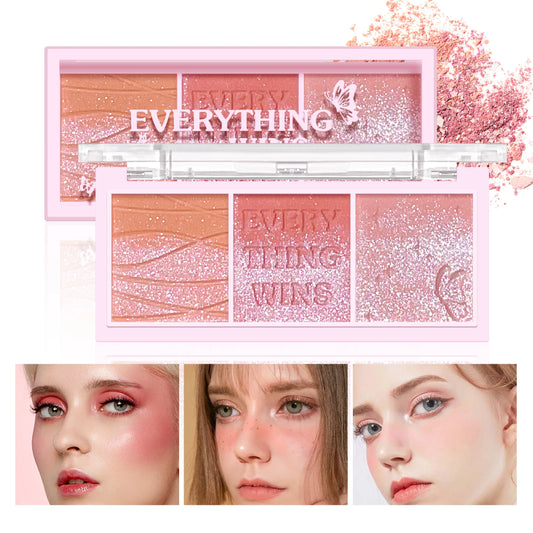 3-color Blush Palette Nude Makeup Natural Matte Milk Tea Orange Tone Long-lasting Rouge Blush Powder Cream Palette