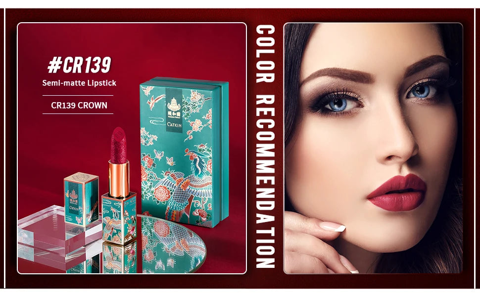 CATKIN Summer Palace Lipsticks Semi-Matte Lipstick Long Lasting for 24H，Lightweight Soft and Ultra Hydrating Lipsticks - Glowing Love