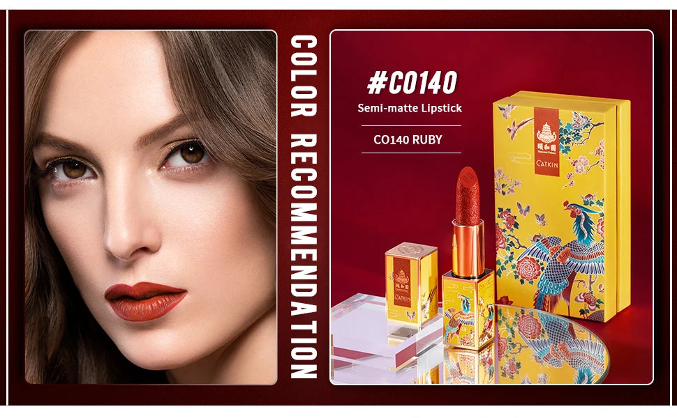 CATKIN Summer Palace Lipsticks Semi-Matte Lipstick Long Lasting for 24H，Lightweight Soft and Ultra Hydrating Lipsticks - Glowing Love