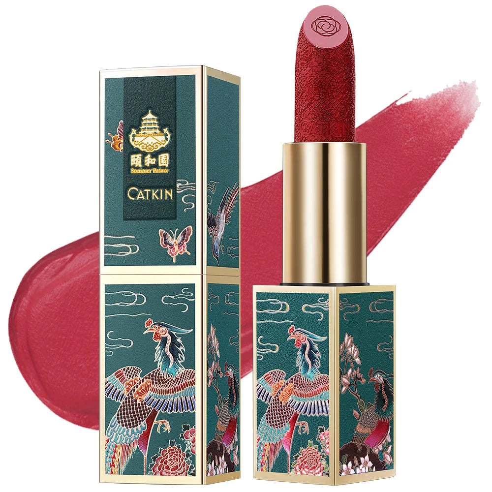 CATKIN Summer Palace Lipsticks Semi-Matte Lipstick Long Lasting for 24H，Lightweight Soft and Ultra Hydrating Lipsticks - Glowing Love