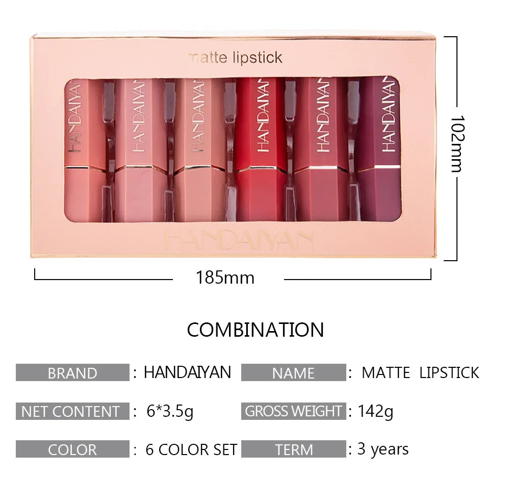 Waterproof Nude Matte Lipsticks Long Lasting Lip Stick Not Fading Sexy Red Pink Velvet Lipsticks Makeup Cosmetic Batom 6 Colors - Glowing Love