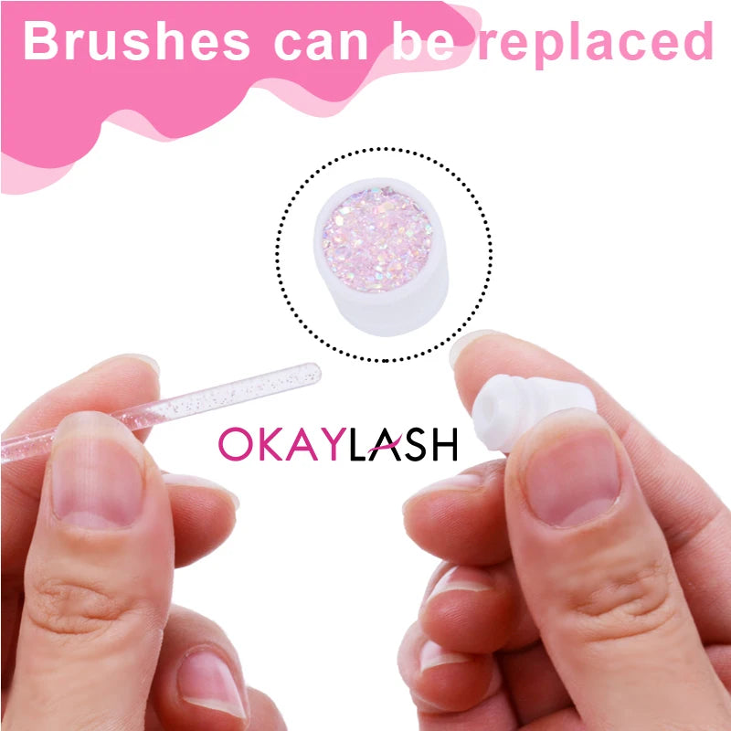 OKAYLASH 20Sets Eyelash Mascara Wands Tubes Reusable Glitter Eye Lash Brush Case Eyebrow Spoolie Comb Container Wholesale