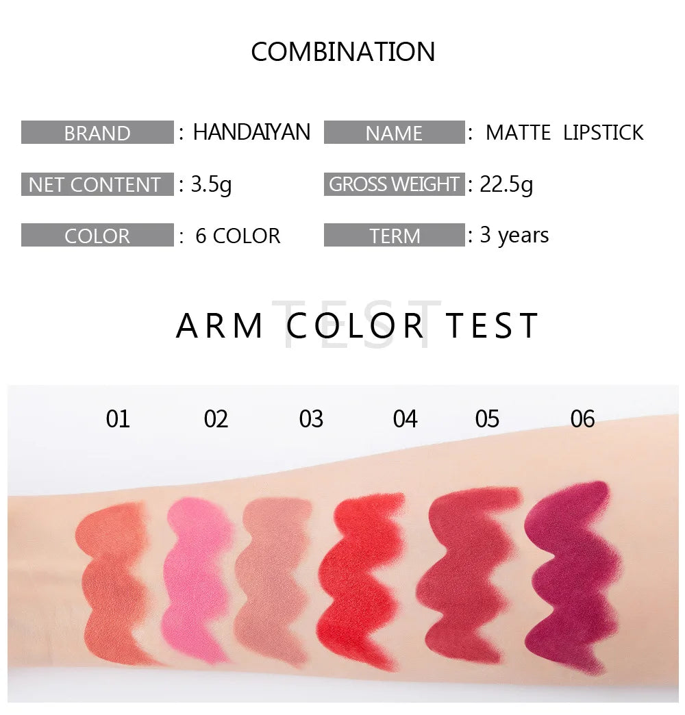 Waterproof Nude Matte Lipsticks Long Lasting Lip Stick Not Fading Sexy Red Pink Velvet Lipsticks Makeup Cosmetic Batom 6 Colors - Glowing Love