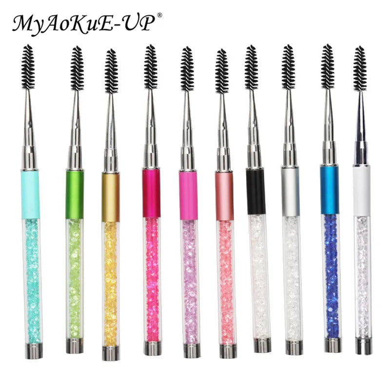 Rhinestone Lash Brush Reusable Eyelash Brushes Mascara Wand Applicator Eyelash Extension Makeup Tool - Glowing Love