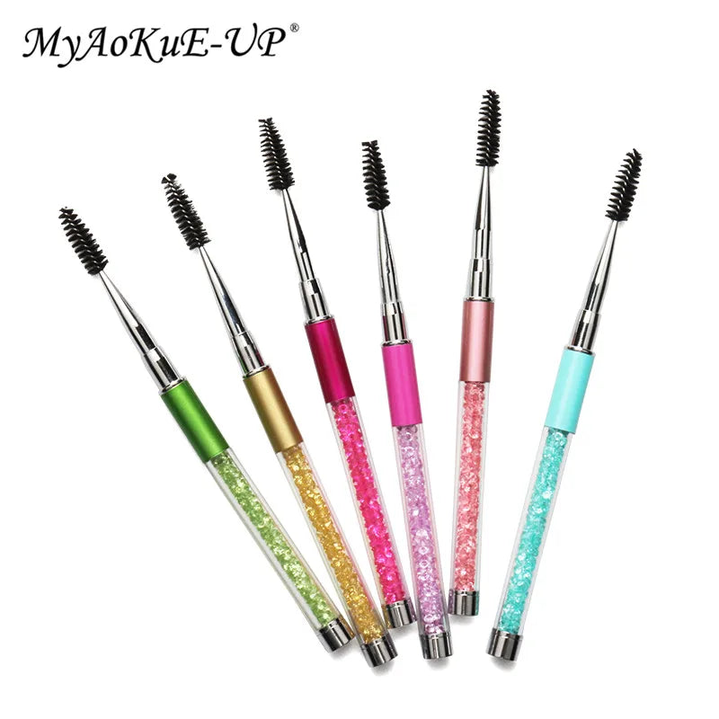 Rhinestone Lash Brush Reusable Eyelash Brushes Mascara Wand Applicator Eyelash Extension Makeup Tool - Glowing Love