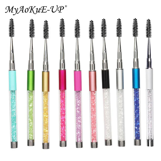Rhinestone Lash Brush Reusable Eyelash Brushes Mascara Wand Applicator Eyelash Extension Makeup Tool - Glowing Love