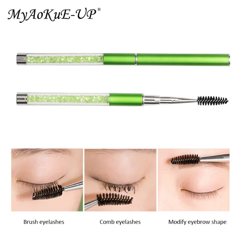 Rhinestone Lash Brush Reusable Eyelash Brushes Mascara Wand Applicator Eyelash Extension Makeup Tool - Glowing Love