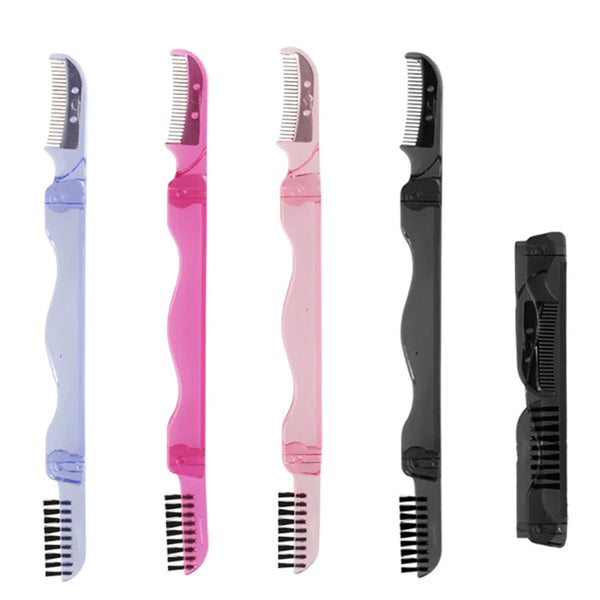 Eyelash Brush Comb Eyelash Extension Supplies Professional Makeup Brushes Collapsible Stainless Steel Eyebrow Comb Lash Brush