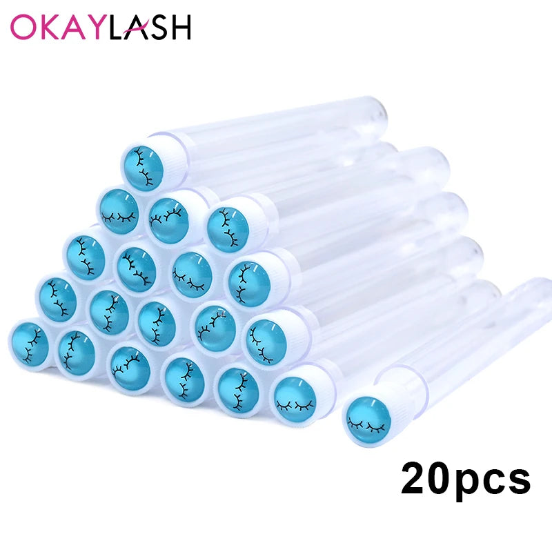 OKAYLASH 20Sets Eyelash Mascara Wands Tubes Reusable Glitter Eye Lash Brush Case Eyebrow Spoolie Comb Container Wholesale
