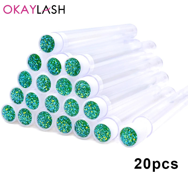 OKAYLASH 20Sets Eyelash Mascara Wands Tubes Reusable Glitter Eye Lash Brush Case Eyebrow Spoolie Comb Container Wholesale