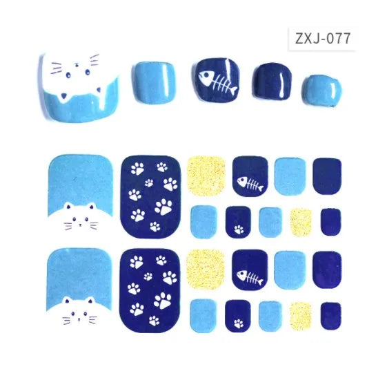 Toe Nail Art Sticker Tips Wraps Adhesive Decals Toenail Polish Strips DIY Pedicure Foot Decals Manicure Women