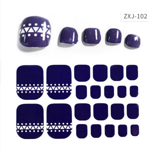 Toe Nail Art Sticker Tips Wraps Adhesive Decals Toenail Polish Strips DIY Pedicure Foot Decals Manicure Women