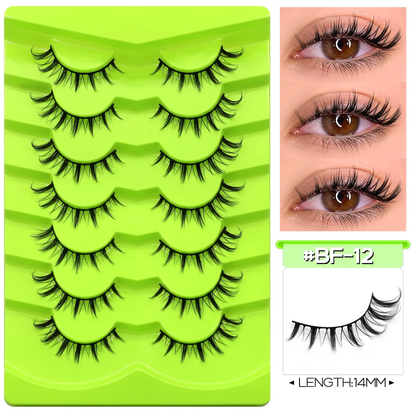 GROINNEYA Manga Lashes Eyes Lashes Soft Natural Long Eyelashes False Eyelashes Anime Wispy Strip Fake Lashes Makeup - Glowing Love