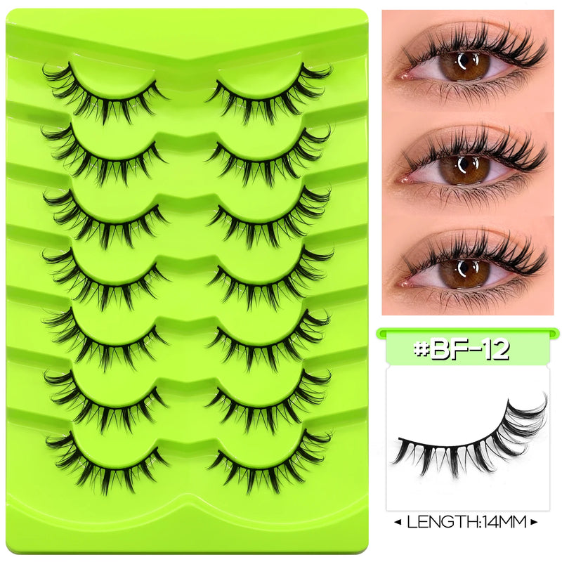 GROINNEYA Manga Lashes Eyes Lashes Soft Natural Long Eyelashes False Eyelashes Anime Wispy Strip Fake Lashes Makeup
