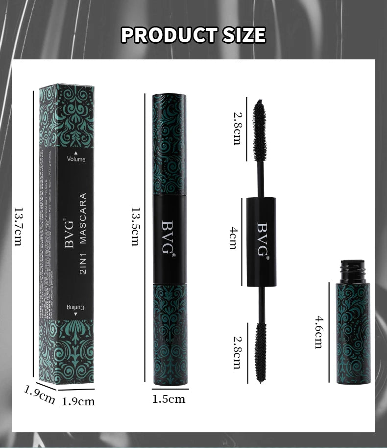 Double-ended mascara with ultra-fine brush head, full of curling, waterproof, anti-fouling, no makeup, curling eyelash makeup to
