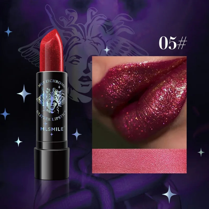 Pearly Lustre Diamond Lipstick Shiny Metallic Lipsticks Black Dark Red Lipsticks Matte Lasting Non-stick Cup Festival Lip Makeup