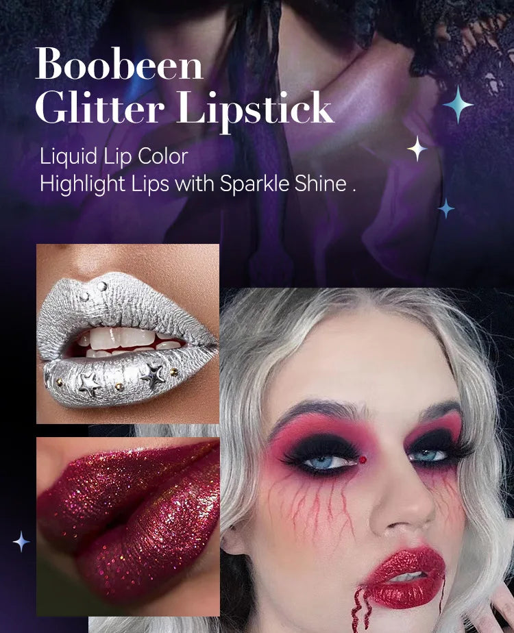 Pearly Lustre Diamond Lipstick Shiny Metallic Lipsticks Black Dark Red Lipsticks Matte Lasting Non-stick Cup Festival Lip Makeup - Glowing Love