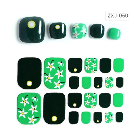 Toe Nail Art Sticker Tips Wraps Adhesive Decals Toenail Polish Strips DIY Pedicure Foot Decals Manicure Women