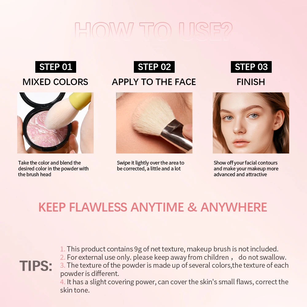 Demi Matte Baked Powder Palette Color Correcting Powder Foundation Brighten Coverage Oil Control Semi Matte Natural Finish Makeu - Glowing Love