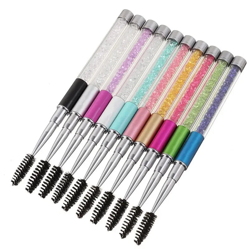 Rhinestone Handle Lash Brush Reusable Eyelash Brushes Mascara Applicator Wand Brushes Eyelash Extension Makeup Tool  Eyelashes - Glowing Love