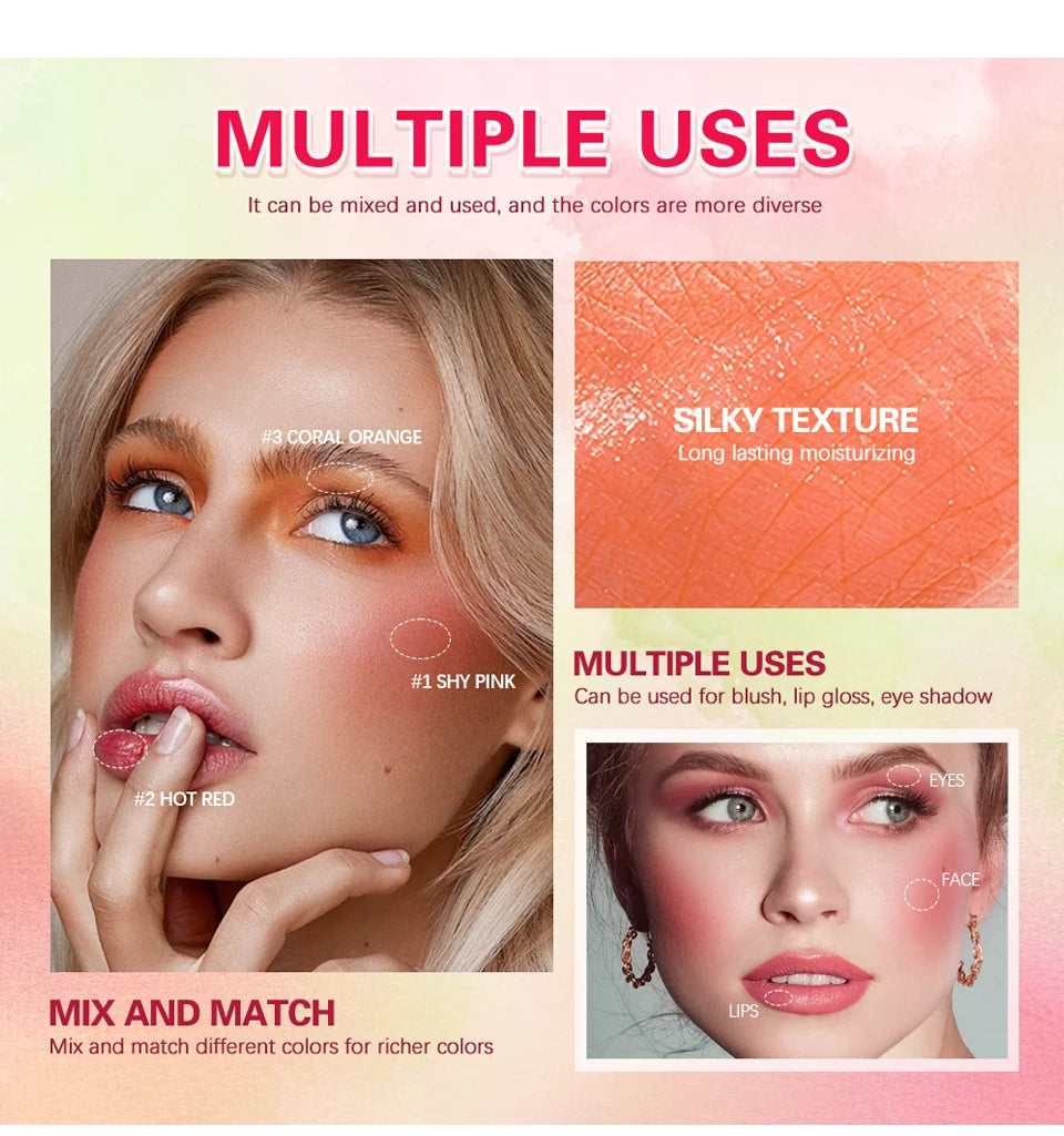 pixiBlush Cosmetic Blush Makeup Products Make Up Blusher Cosmetics Pink Blush in Bar Korean Palette Long lasting Matte Stick