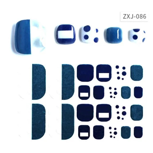 Toe Nail Art Sticker Tips Wraps Adhesive Decals Toenail Polish Strips DIY Pedicure Foot Decals Manicure Women