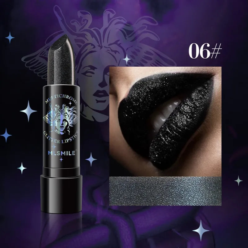 Pearly Lustre Diamond Lipstick Shiny Metallic Lipsticks Black Dark Red Lipsticks Matte Lasting Non-stick Cup Festival Lip Makeup - Glowing Love