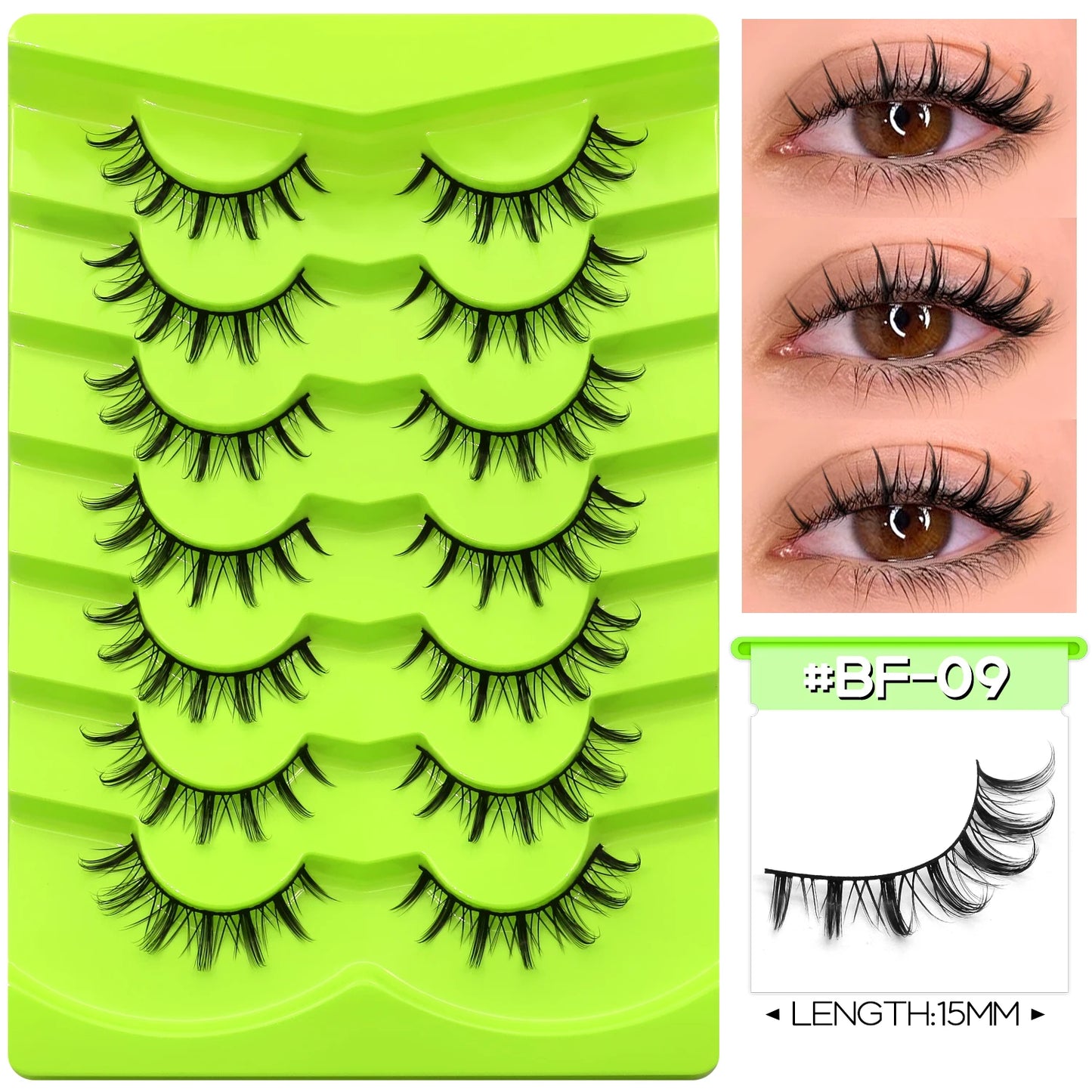 GROINNEYA Manga Lashes Eyes Lashes Soft Natural Long Eyelashes False Eyelashes Anime Wispy Strip Fake Lashes Makeup - Glowing Love