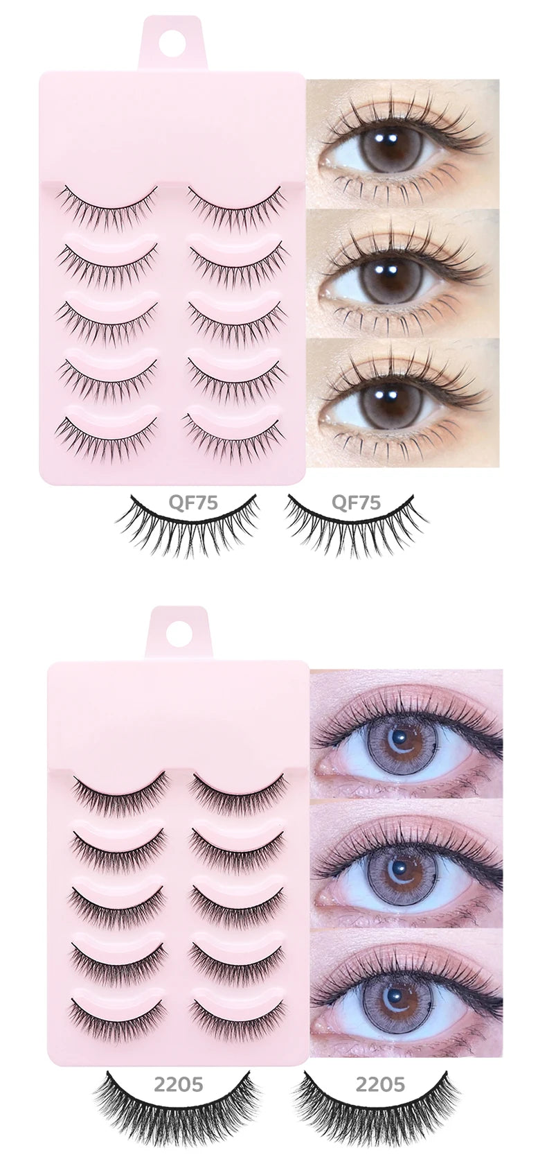 DINGSEN 5 Pairs Manga Lashes Eyes Lashes Soft Natural Long Eyelashes Fake Lashes Anime Wispy Strip False Eyelashes Makeup - Glowing Love