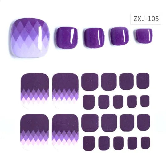 Toe Nail Art Sticker Tips Wraps Adhesive Decals Toenail Polish Strips DIY Pedicure Foot Decals Manicure Women