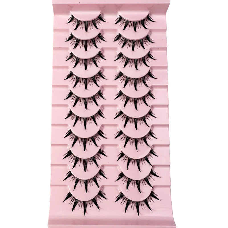 New 14/10/7/5Pairs Manga Lashes Natural Eyelashes Soft Cross Wispy Clear Band False Eyelashes Doll Eyes Lashes Cosplay Extension