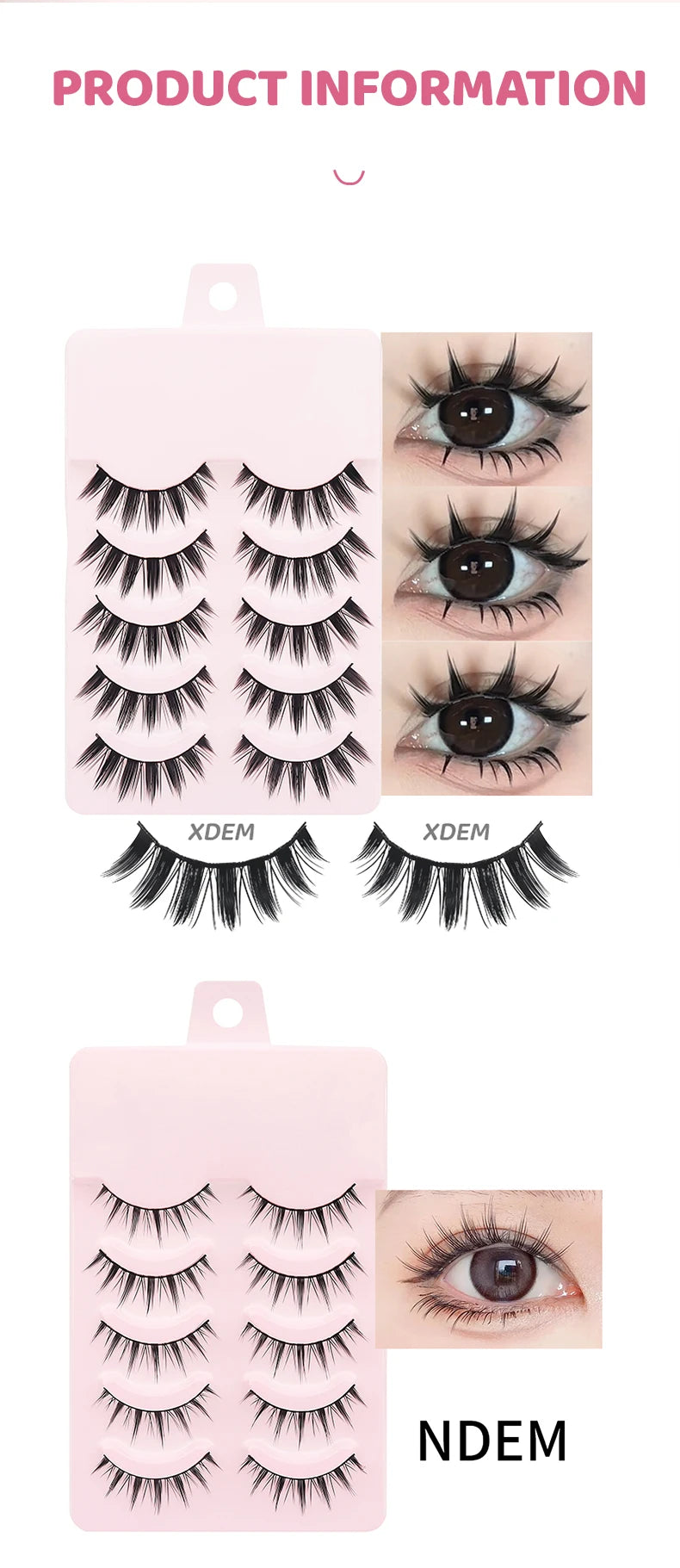 DINGSEN 5 Pairs Manga Lashes Eyes Lashes Soft Natural Long Eyelashes Fake Lashes Anime Wispy Strip False Eyelashes Makeup - Glowing Love