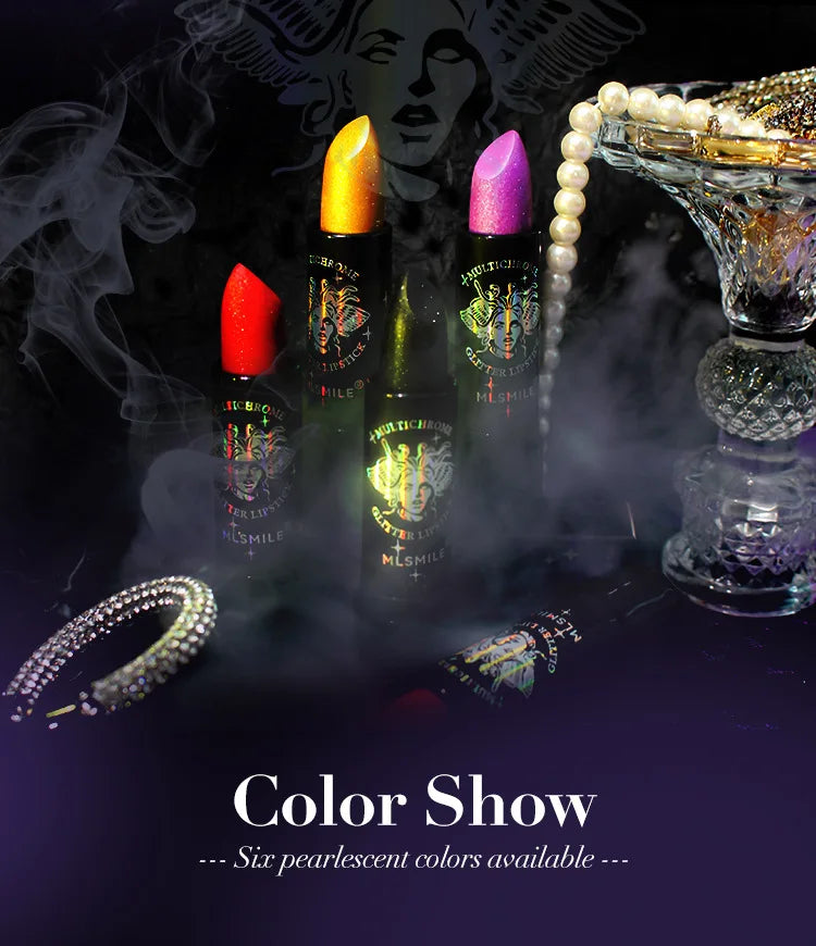 Pearly Lustre Diamond Lipstick Shiny Metallic Lipsticks Black Dark Red Lipsticks Matte Lasting Non-stick Cup Festival Lip Makeup - Glowing Love