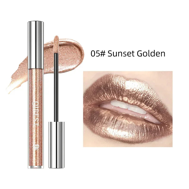 15 Colors Glitter Liquid Lipglaze Tint Laser Holographic Lipsticks Cosmetics Shiny Pigment Waterproof Makeup Women Lipglosses