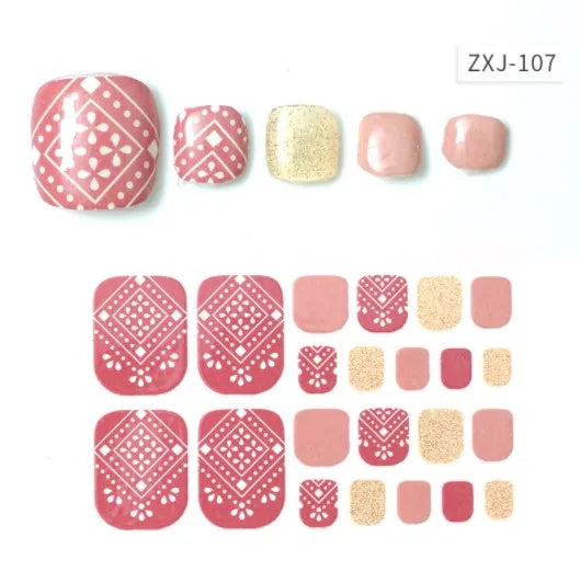 Toe Nail Art Sticker Tips Wraps Adhesive Decals Toenail Polish Strips DIY Pedicure Foot Decals Manicure Women - Glowing Love
