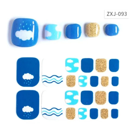 Toe Nail Art Sticker Tips Wraps Adhesive Decals Toenail Polish Strips DIY Pedicure Foot Decals Manicure Women