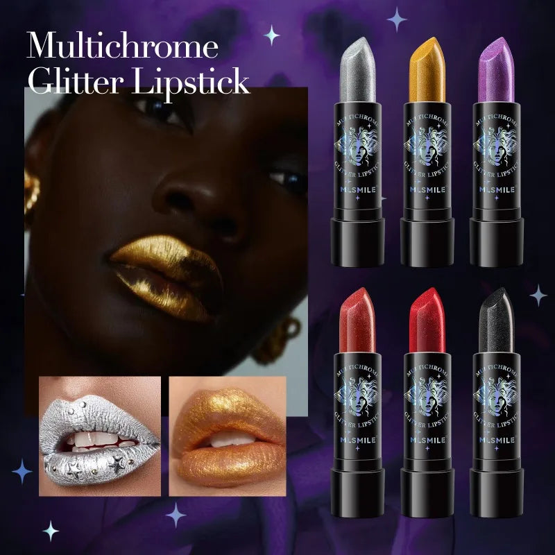 Pearly Lustre Diamond Lipstick Shiny Metallic Lipsticks Black Dark Red Lipsticks Matte Lasting Non-stick Cup Festival Lip Makeup