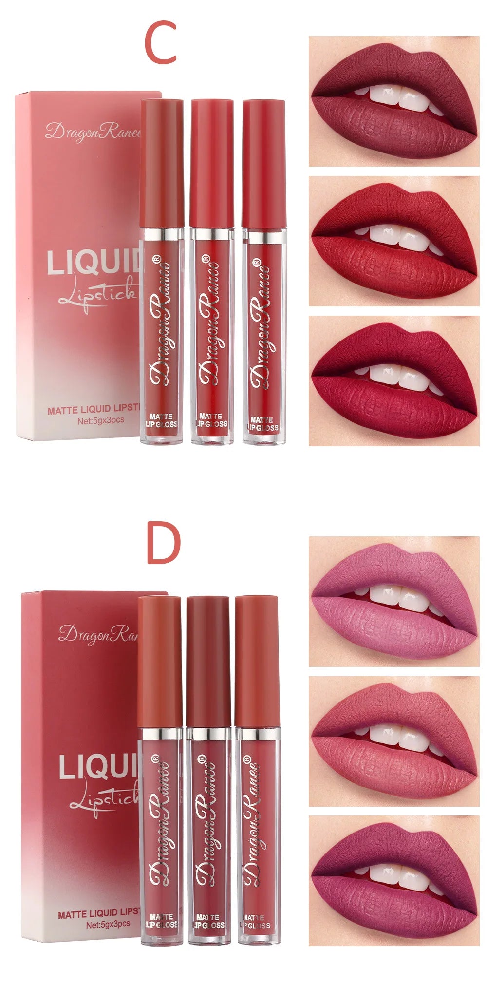 3 PCS Liquid Lipsticks Set Long Lasting Make Up For Women Korean Beauty Cosmetics Matte Lipsticks Waterproof Long lasting - Glowing Love