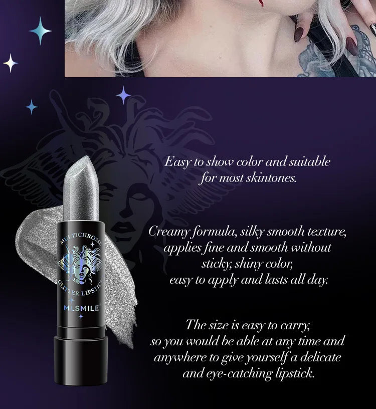 Pearly Lustre Diamond Lipstick Shiny Metallic Lipsticks Black Dark Red Lipsticks Matte Lasting Non-stick Cup Festival Lip Makeup - Glowing Love