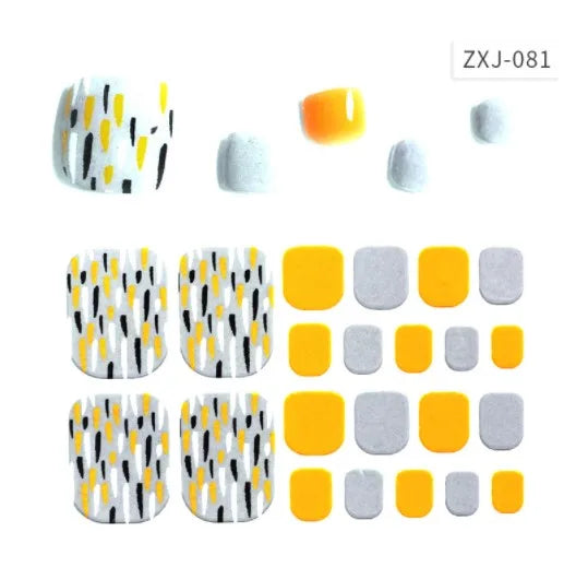 Toe Nail Art Sticker Tips Wraps Adhesive Decals Toenail Polish Strips DIY Pedicure Foot Decals Manicure Women