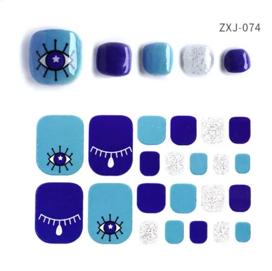 Toe Nail Art Sticker Tips Wraps Adhesive Decals Toenail Polish Strips DIY Pedicure Foot Decals Manicure Women