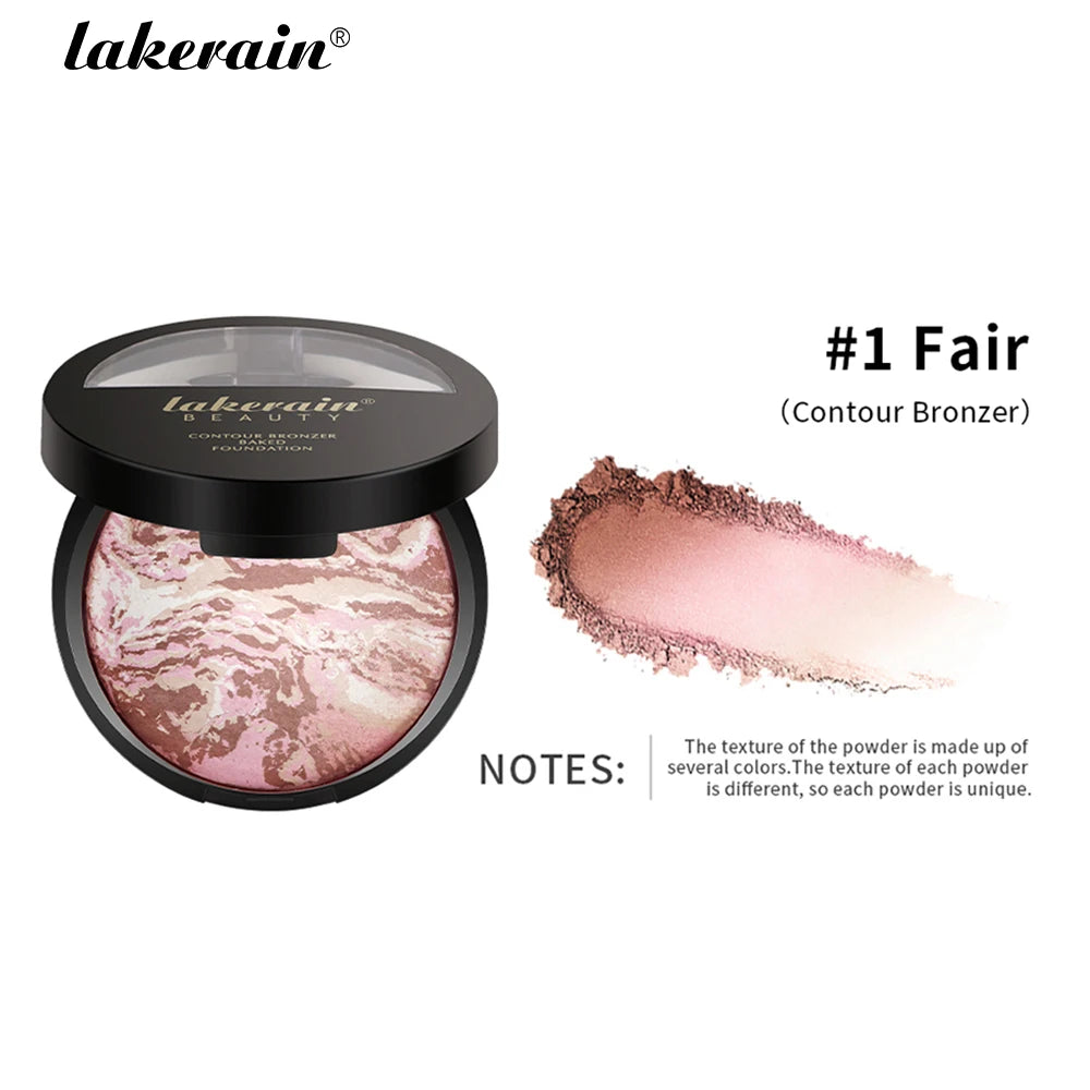 Lakerain Baked Powder Palette Color Correcting Powder Foundation Balance & Brighten Coverage Semi Matte Natural Finish 9g - Glowing Love
