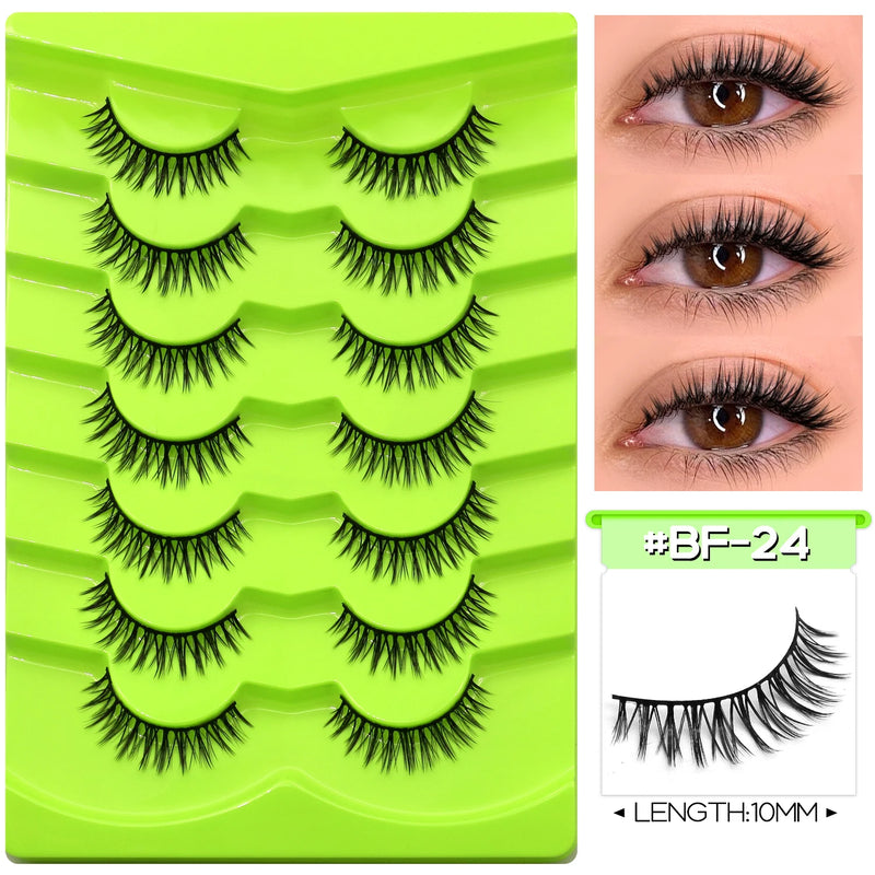 GROINNEYA Manga Lashes Eyes Lashes Soft Natural Long Eyelashes False Eyelashes Anime Wispy Strip Fake Lashes Makeup