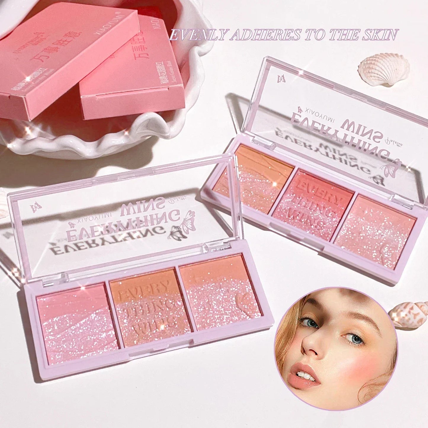 3-color Blush Palette Nude Makeup Natural Matte Milk Tea Orange Tone Long-lasting Rouge Blush Powder Cream Palette