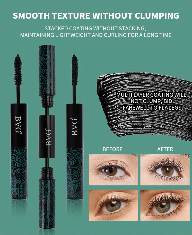 Double-ended mascara with ultra-fine brush head, full of curling, waterproof, anti-fouling, no makeup, curling eyelash makeup to
